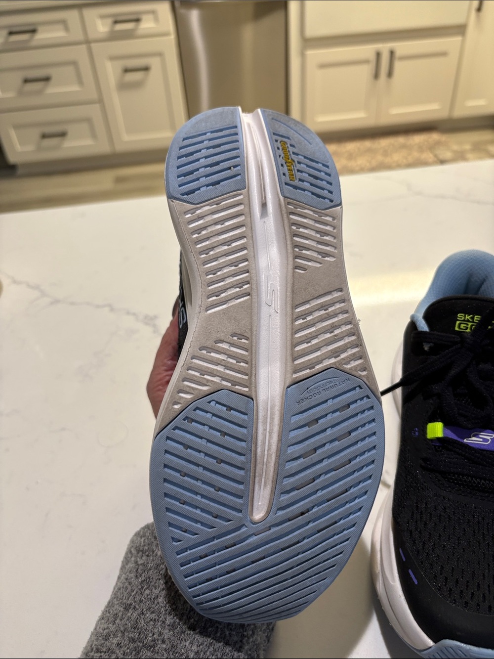 Skechers Black Athletic Sneakers with Light Blue and Neon Accents - Picture 6 of 10